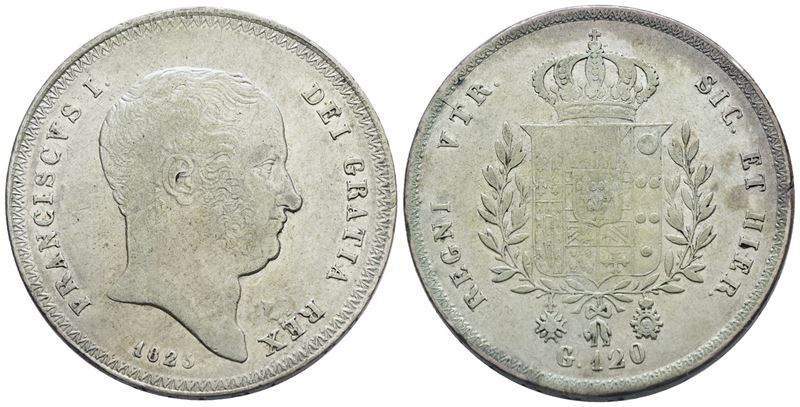 Napoli. Regno delle Due Sicilie. Francesco i di Borbone (1825-1830). Piastra 1825; Ag (27,46gr). ...