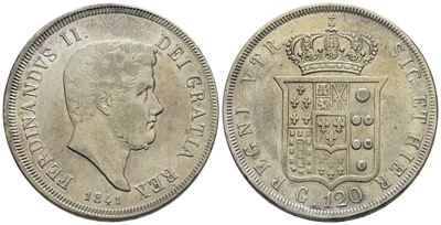 Napoli. Regno delle Due Sicilie. Ferdinando II di Borbone (1830-1859). Piastra da 120 Grana 1841....