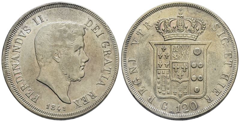 Napoli. Regno delle Due Sicilie. Ferdinando II di Borbone (1830-1859). Piastra da 120 Grana 1841....