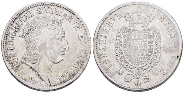 NAPOLI. REGNO DELLE DUE SICILIE. Ferdinando I di Borbone (1816-1825). Piastra 120 grana 1818 "Testa grande". Ag; 27,5gr; Gig.6a; BB