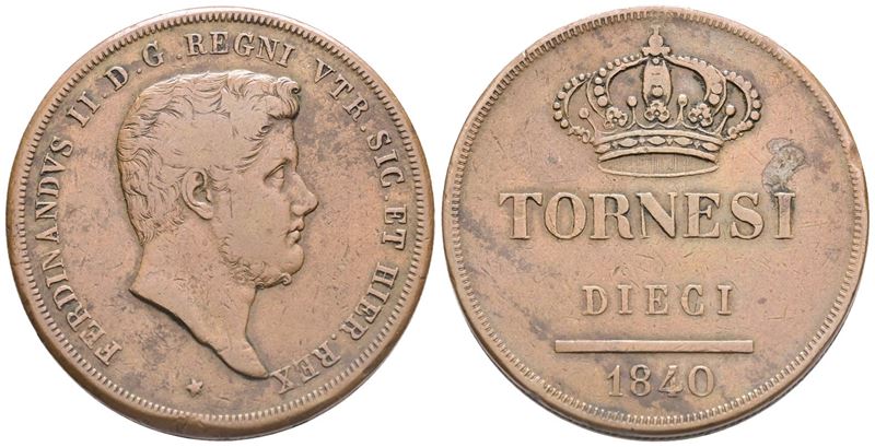 Napoli. Regno delle Due Sicilie. Ferdinando II di Borbone (1830-1859). 10 Tornesi 1840. Cu. Bb