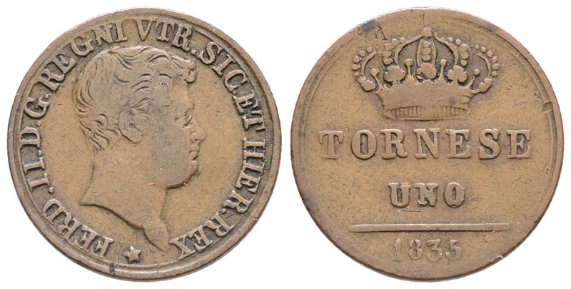 Napoli. Regno delle Due Sicilie. Ferdinando II di Borbone (1830-1859). Tornese 1835. C/liscio. Cu...