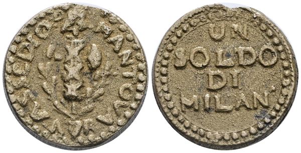 MANTOVA. REPUBBLICA CISALPINA. assedio austro-russo (1799). Soldo anno VII. Ae; 17,10gr; Gig.4. Raro. BB+