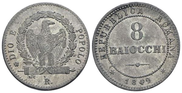 REPUBBLICA ROMANA. ROMA. 8 baiocchi 1849. Mi; 3,84gr; SPL
