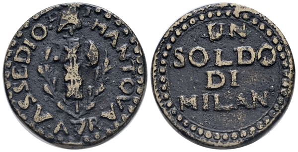 MANTOVA. REPUBBLICA CISALPINA. assedio austro-russo (1799). Soldo anno VII. Ae; 12,52gr; Gig.4. Raro. BB