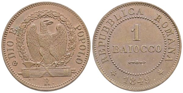 REPUBBLICA ROMANA. ROMA. Baiocco 1849. Cu; 10gr; SPL