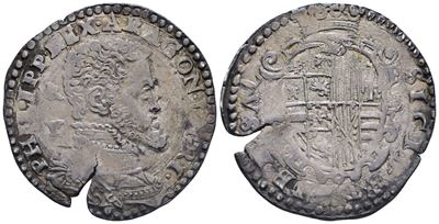 Napoli. Regno di Napoli. Filippo II di Spagna (1556-1598). Mezzo Ducato Gr/vp (1567). Ag; 14,9gr....