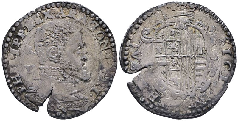 Napoli. Regno di Napoli. Filippo II di Spagna (1556-1598). Mezzo Ducato Gr/vp (1567). Ag; 14,9gr....