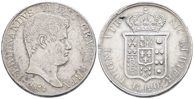 Napoli. Regno delle Due Sicilie. Ferdinando II di Borbone (1830-1859). Piastra da 120 Grana 1834....