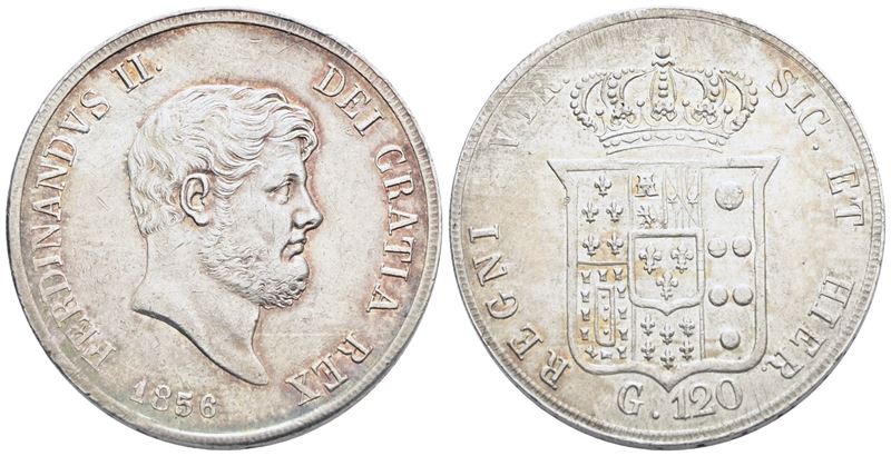 Napoli. Regno delle Due Sicilie. Ferdinando II di Borbone (1830-1859). Piastra da 120 Grana 1856....