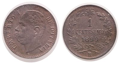 Regno D'italia. Umberto i (1878-1900). Centesimo 1899. Cu; 1gr; Fdc.
