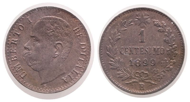 Regno D'italia. Umberto i (1878-1900). Centesimo 1899. Cu; 1gr; Fdc.