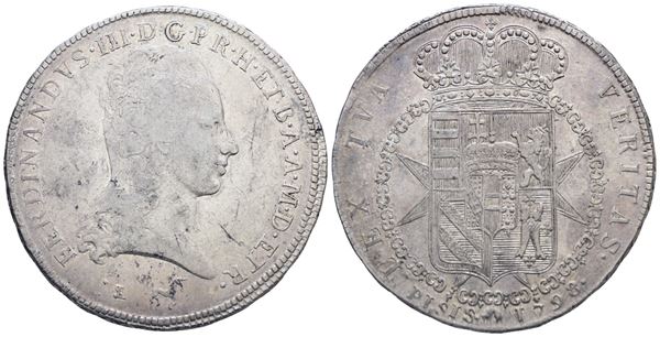 FIRENZE. GRANDUCATO DI TOSCANA. Ferdinando III (1791-1824), Francescone 1798; Ag (27,30 g; 41 mm). BB