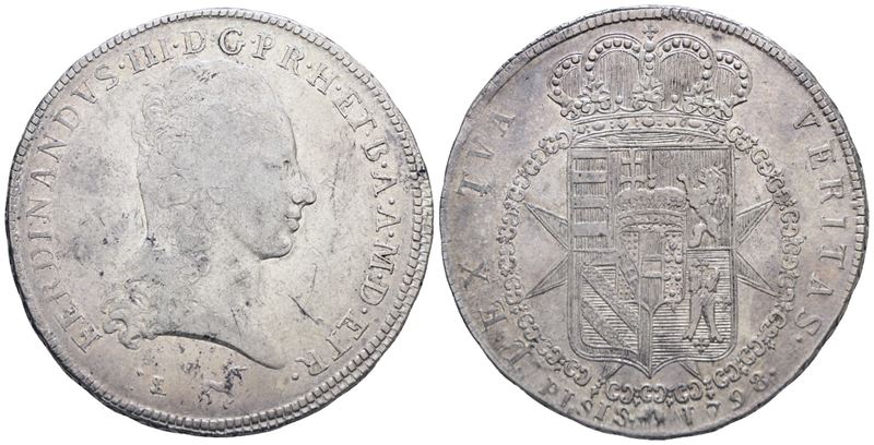 Firenze. Granducato di Toscana. Ferdinando III (1791-1824), Francescone 1798; Ag (27,30 G; 41 MM)...