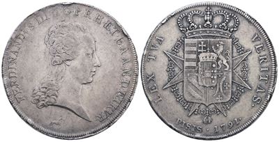 Firenze. Granducato di Toscana. Ferdinando III (1791-1824), Francescone 1791; Ag (27,25 G; 41 MM)...