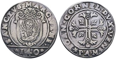 Venezia. Giovanni Corner (1625-1629). Scudo da 140 Soldi, Sigle Iam. Ag; 31,02gr; Paol.9 (C). Bb