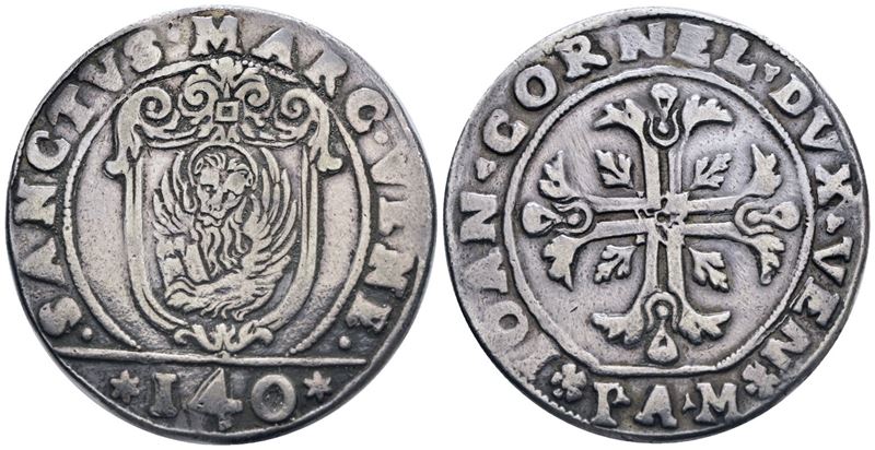 Venezia. Giovanni Corner (1625-1629). Scudo da 140 Soldi, Sigle Iam. Ag; 31,02gr; Paol.9 (C). Bb