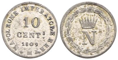 Milano. Regno D'italia. Napoleone i (1805-1814). 10 Centesimi 1809. Mi; 1,93gr; Bb