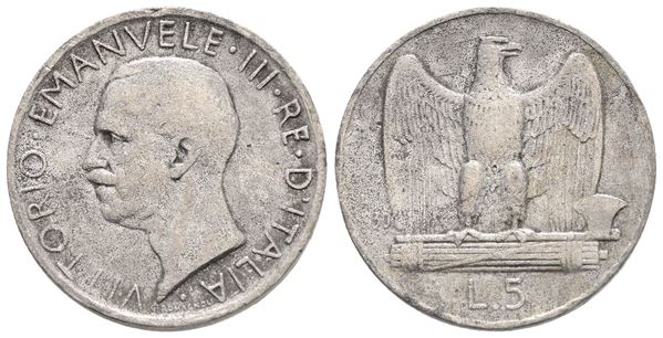 REGNO D'ITALIA. Vittorio Emanuele III (1900-1943). 5 lire 1930. Mb. 3,56gr. Falso d'epoca. qBB
