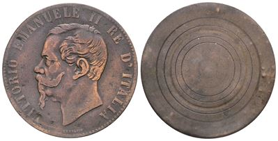 Regno D'italia. Vittorio Emanuele II (1861-1878). 10 Centesimi. Cu; 2,66gr; 29mm. Tondello Unifac...