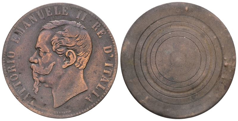 Regno D'italia. Vittorio Emanuele II (1861-1878). 10 Centesimi. Cu; 2,66gr; 29mm. Tondello Unifac...