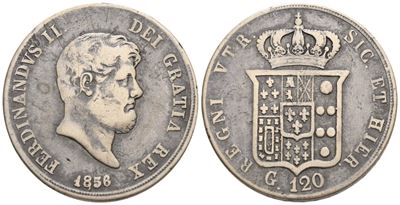 Napoli. Regno delle Due Sicilie. Ferdinando II di Borbone (1830-1859). Piastra da 120 Grana 1856....