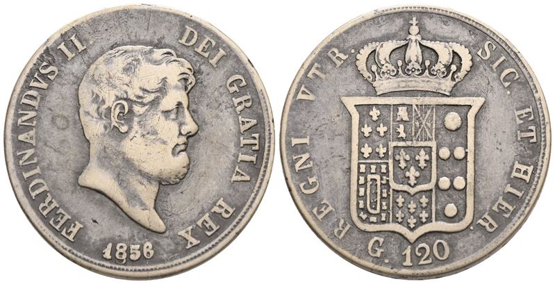 Napoli. Regno delle Due Sicilie. Ferdinando II di Borbone (1830-1859). Piastra da 120 Grana 1856....