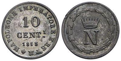 Milano. Regno D'italia. Napoleone i (1805-1814). 10 Centesimi 1813. Mi; 1,94gr; Gig.202; Qspl