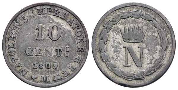 MILANO. REGNO D'ITALIA. Napoleone I (1805-1814). 10 centesimi 1809. Mi; 1,94gr; Gig.198; BB
