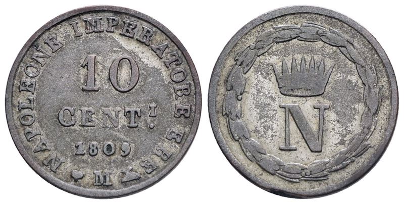 Milano. Regno D'italia. Napoleone i (1805-1814). 10 Centesimi 1809. Mi; 1,94gr; Gig.198; Bb