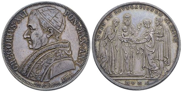 STATO PONTIFICIO. ROMA. Gregorio XVI (1831-1846). Scudo 1831 Ag; 26,40gr; BB/SPL, patina di antica collezione.