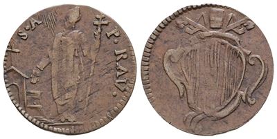 Stato Pontificio. Ravenna. Benedetto XIV (1740-1758). Quattrino. Cu; 1,40gr; Munt.814; Mir 2681/1...