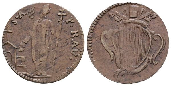 STATO PONTIFICIO. RAVENNA. Benedetto XIV (1740-1758). Quattrino. Cu; 1,40gr; Munt.814; MIR 2681/1; Raro;. BB+