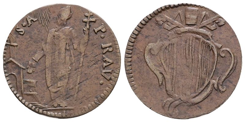 Stato Pontificio. Ravenna. Benedetto XIV (1740-1758). Quattrino. Cu; 1,40gr; Munt.814; Mir 2681/1...