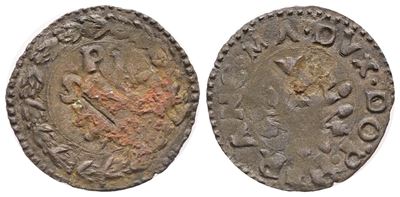 Pesaro. Francesco Maria i della Rovere (1513-1538). Quattrino. Mi; 0,71gr. Cni 6/10; Cav.56; Raro...