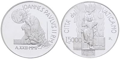 Vaticano. Giovanni Paolo II (1978-2005). 5000 Lire 2001. Ag. Proof. in Confezione Originale