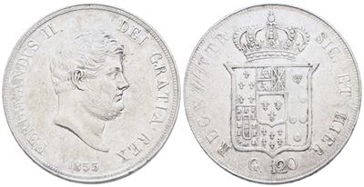 Napoli. Regno delle Due Sicilie. Ferdinando II di Borbone (1830-1859). Piastra da 120 Grana 1855,...
