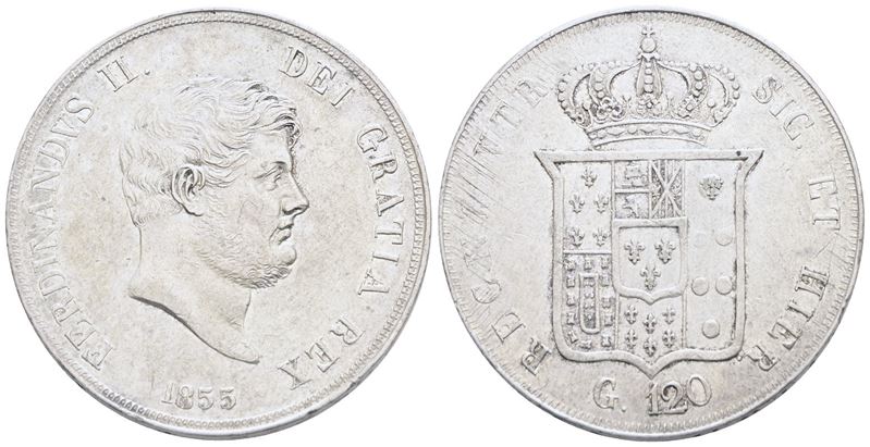 Napoli. Regno delle Due Sicilie. Ferdinando II di Borbone (1830-1859). Piastra da 120 Grana 1855,...