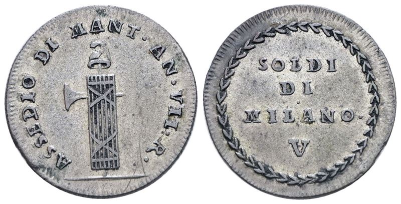 Mantova. Repubblica Cisalpina. Assedio Austro-russo (1799). 5 Soldi Anno VII. Mi; 2,63gr; Gig.3. ...