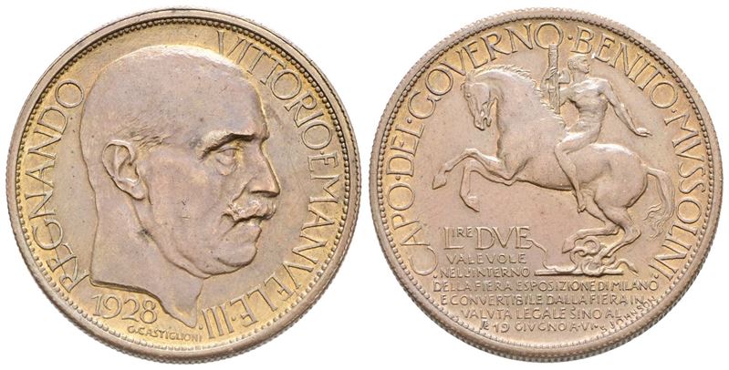 Regno D'italia. Vittorio Emanuele III (1900-1943). Buono da 2 Lire 1928 Esposizione di Milano. Ae...