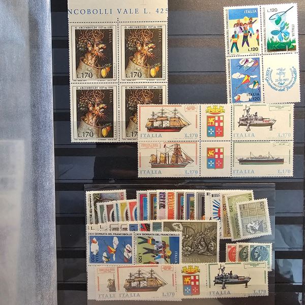 FILATELIA - Repubblica Italiana - San Marino. Lotto di numerosi francobolli in 6 pagine. In album cartonato.