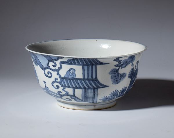 Blue painted porcelain bowl, China, 20th century