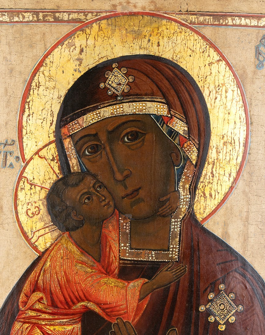 Icona russa della Madre di Dio Feodorovskaya, Tempera su tavola (XIX secolo)