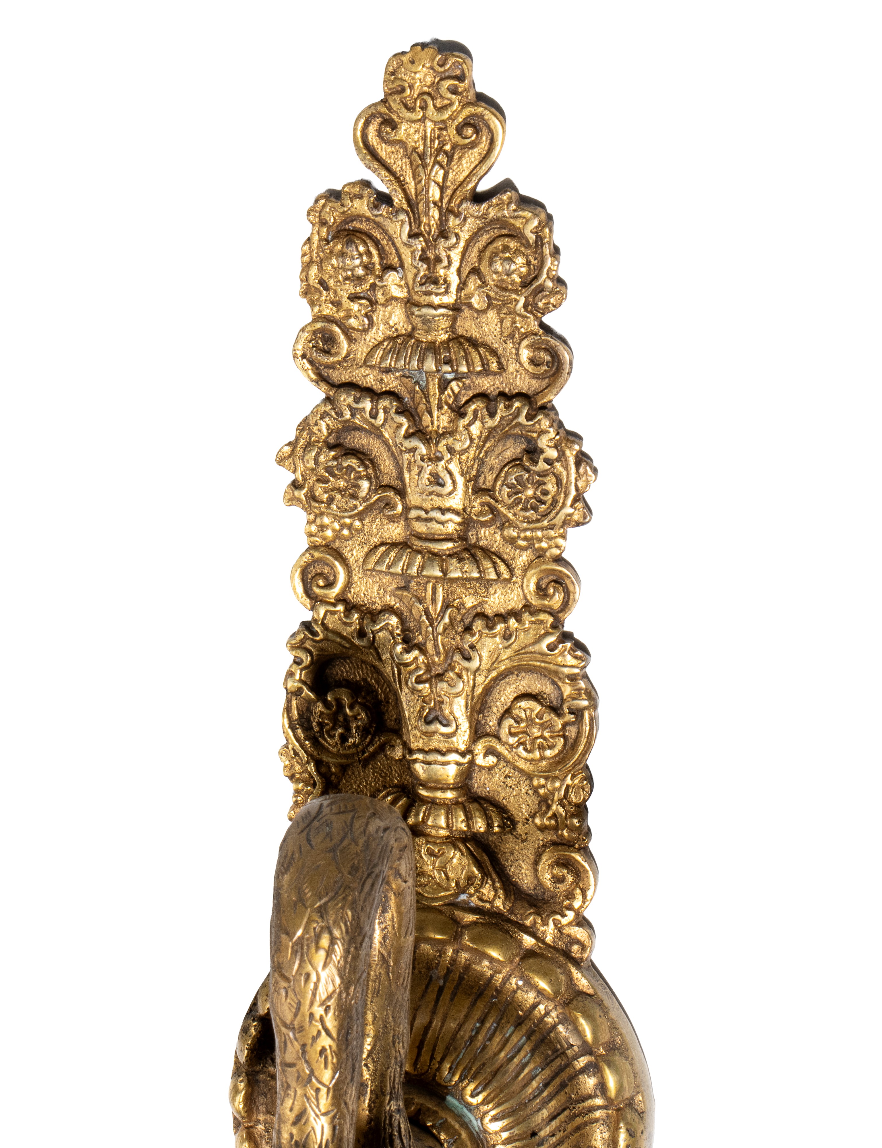 Coppia di applique, bronzo a tre bracci con colli di cigno, XIX secolo
