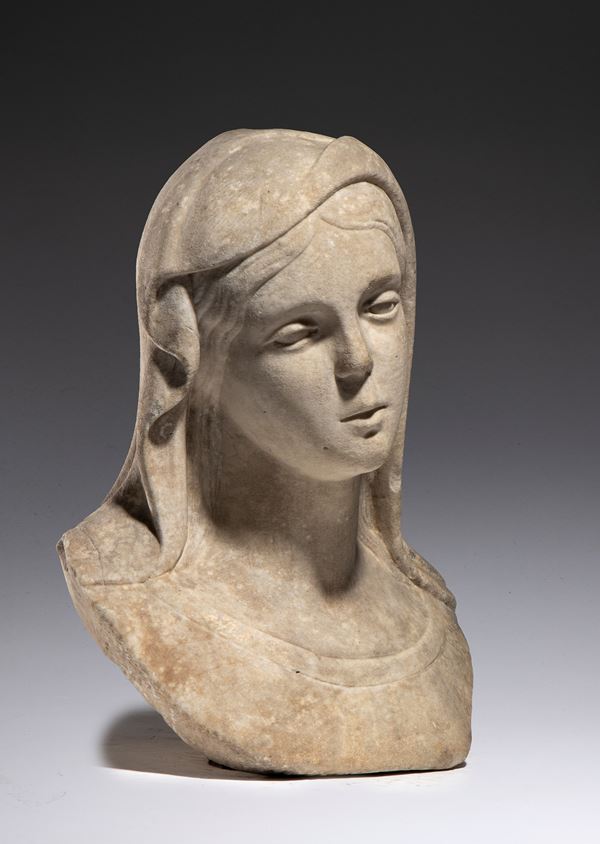 Marble bust of a veiled Madonna