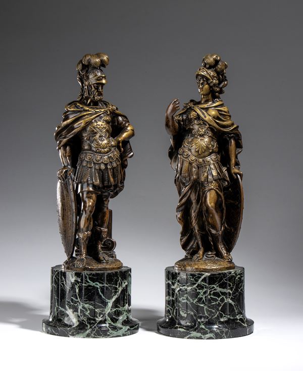 Coppia di sculture in bronzo 