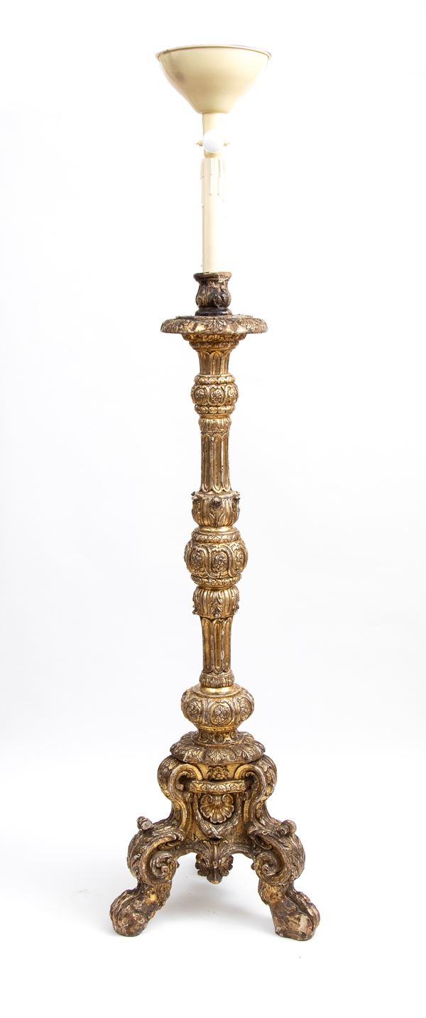 Carved and gilded wooden candlestick from Mecca