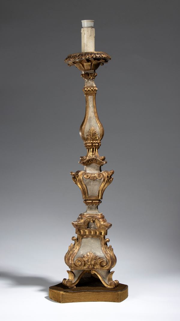 Gilded and lacquered altar candlestick