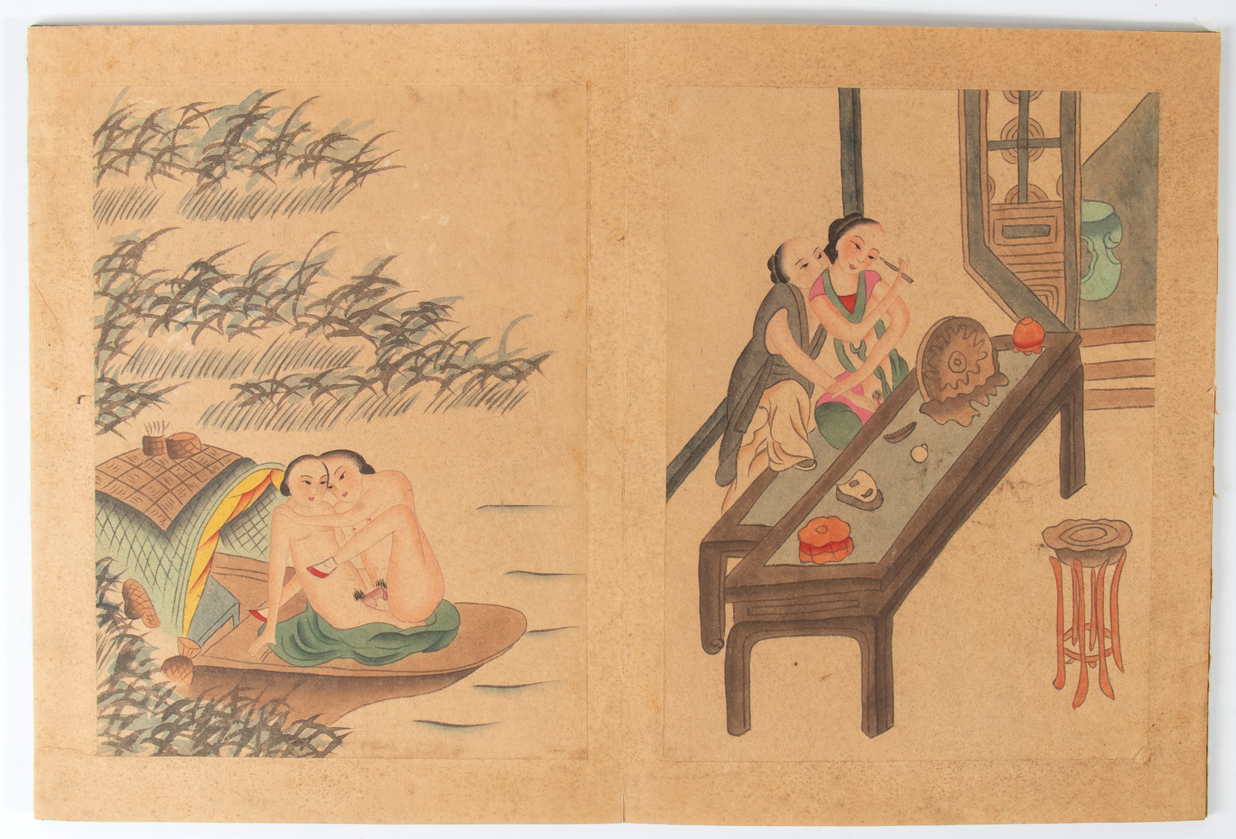 Libro di otto disegni erotici su carta. Cina, XX secolo