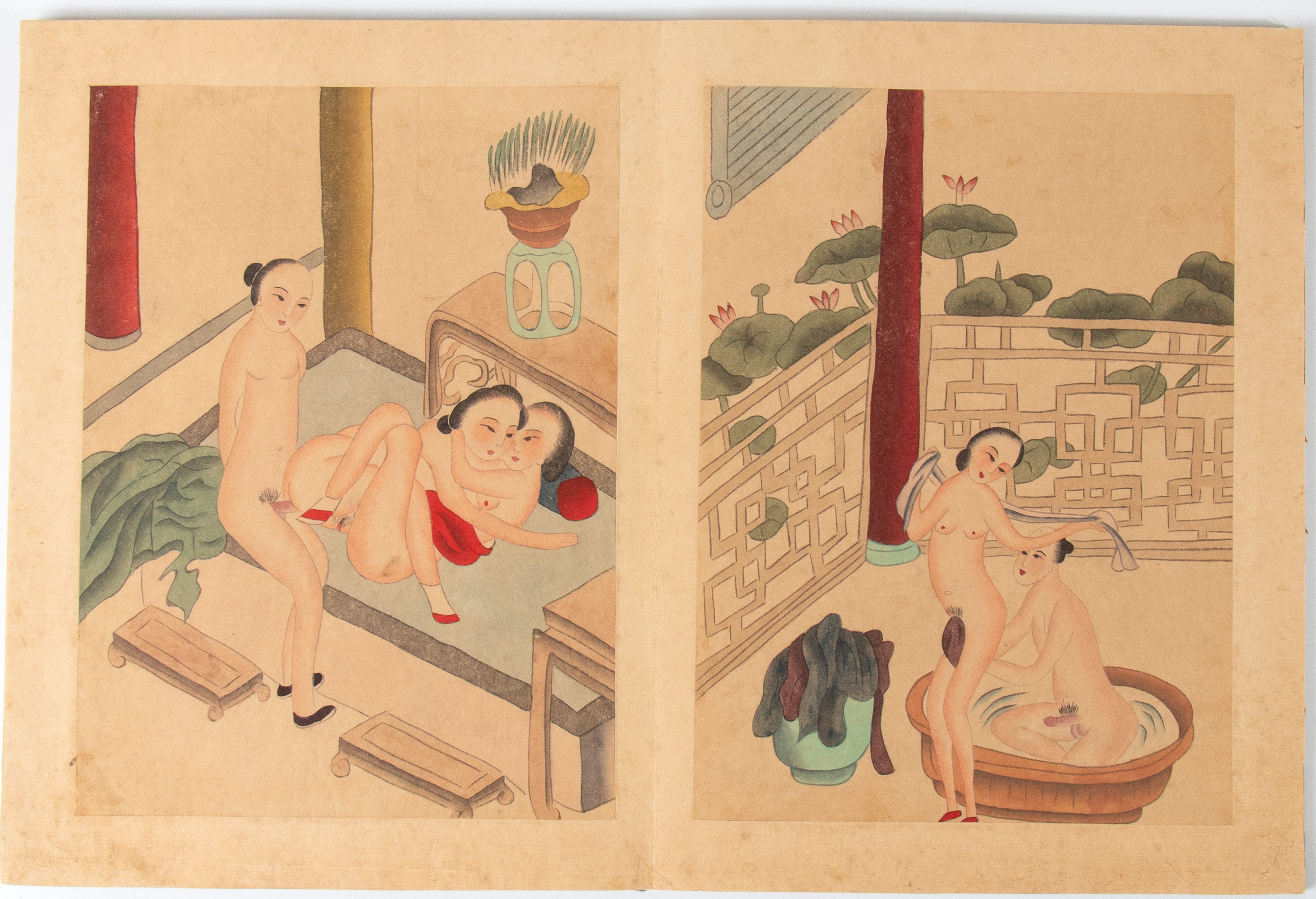 Libro di otto disegni erotici su carta. Cina, XX secolo